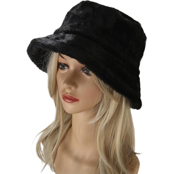 Winter Faux Fur Bucket Hat Faux Fur Warm Fuzzy Fluffy Unisex Accessory - Picture 6 of 6